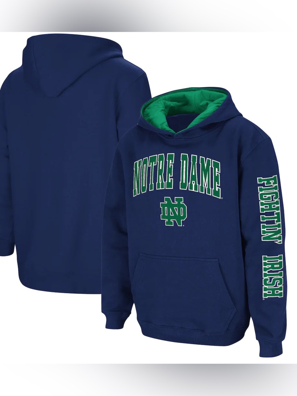 Youth Colosseum Navy Notre Dame Fighting Irish 2-Hit Team Pullover Hoodie large